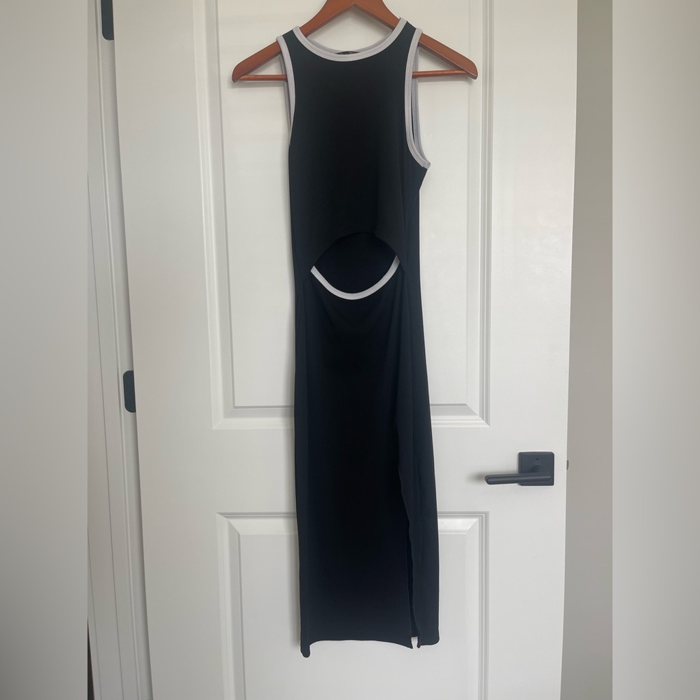 Black maxi dress with white outline